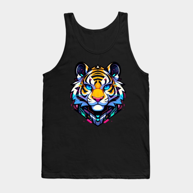 Cyberpunk Neon Furry Anthro Tiger Tank Top by Blue Bull Bazaar